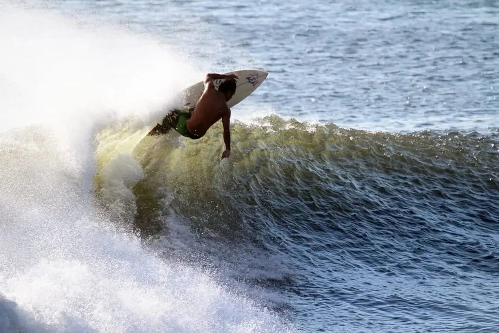 Surfer riding a wave